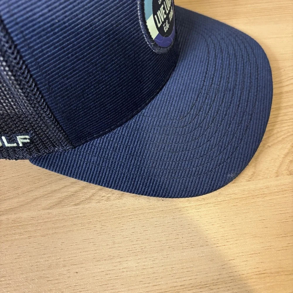 Topgolf Hat Cap Snap Back Trucker Mesh Blue Black Clover Live Lucky Mens Golf